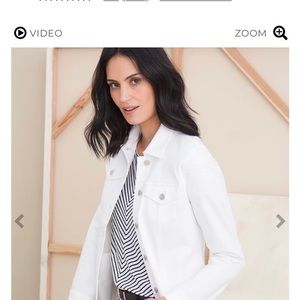 Chicos No Stain Frayed Hem Jacket. Alabaster